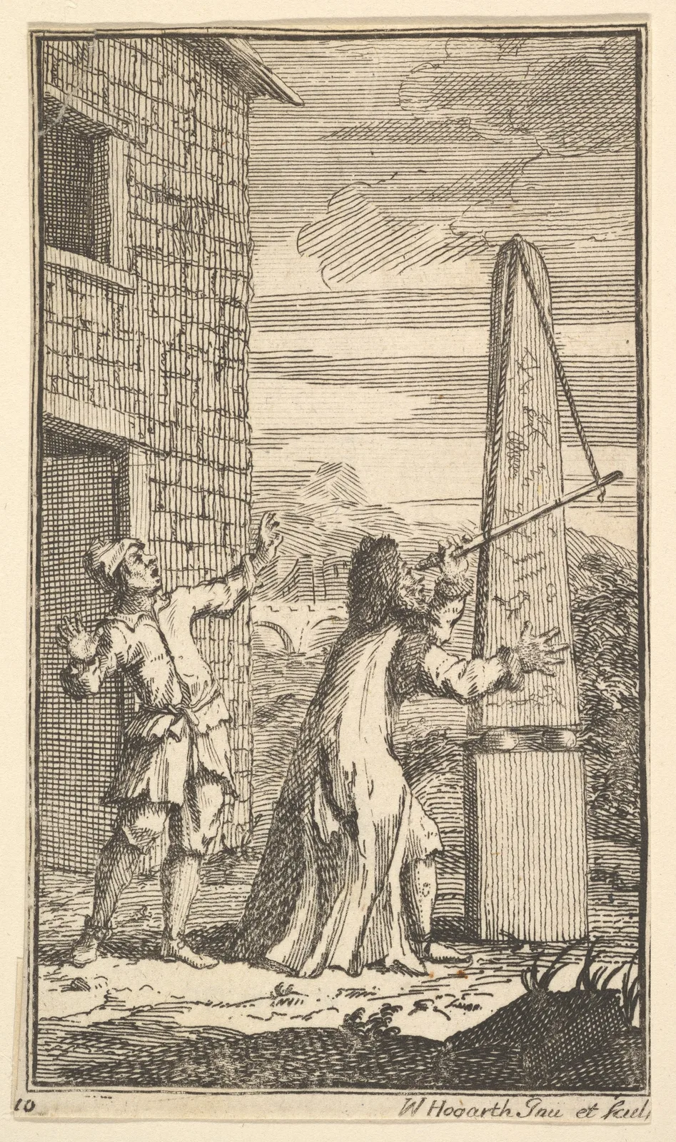 Sidrophel Examining the Kite Through His Telescope (Seventeen Small Illustrations for Samuel Butler's Hudibras, no. 10)