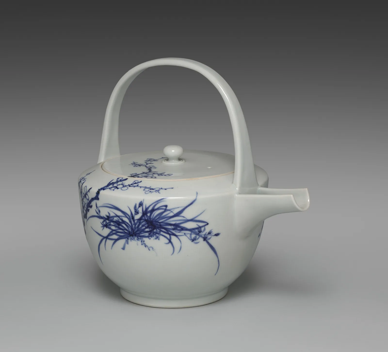 Sake Pourer with Chrysanthemum, Orchid, and Plum