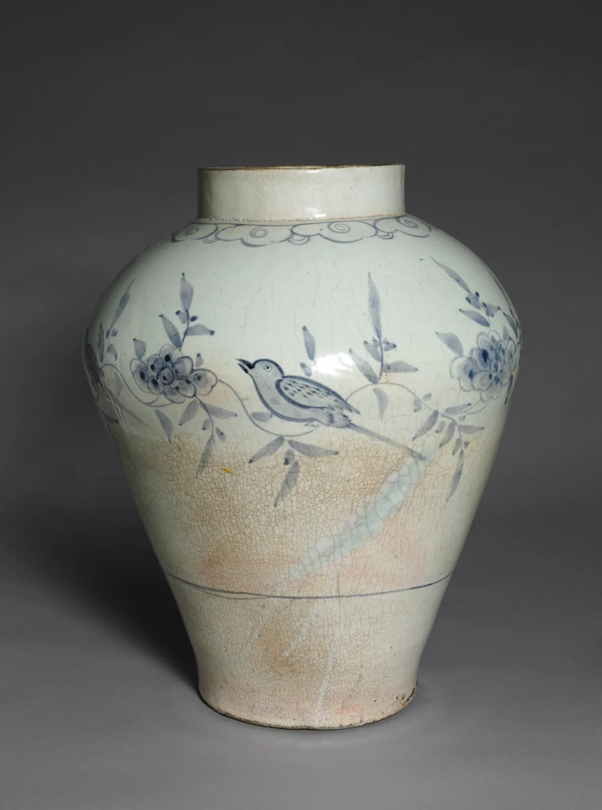Jar with Bird and Flower Decoration