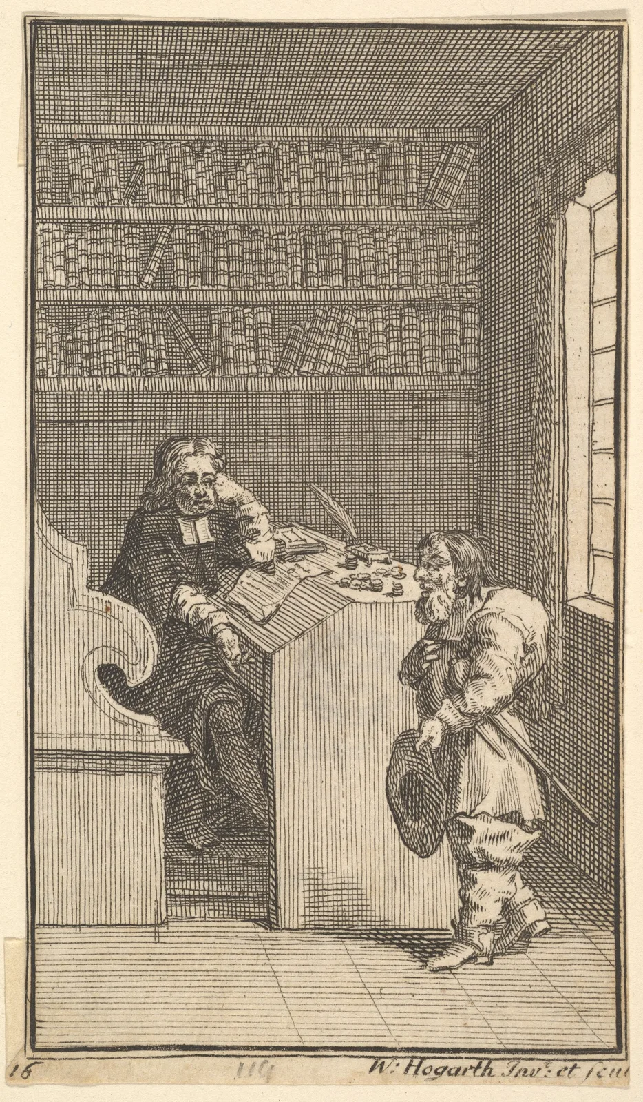 Hudibras and the Lawyer (Seventeen Small Illustrations for Samuel Butler's Hudibras, no.16)