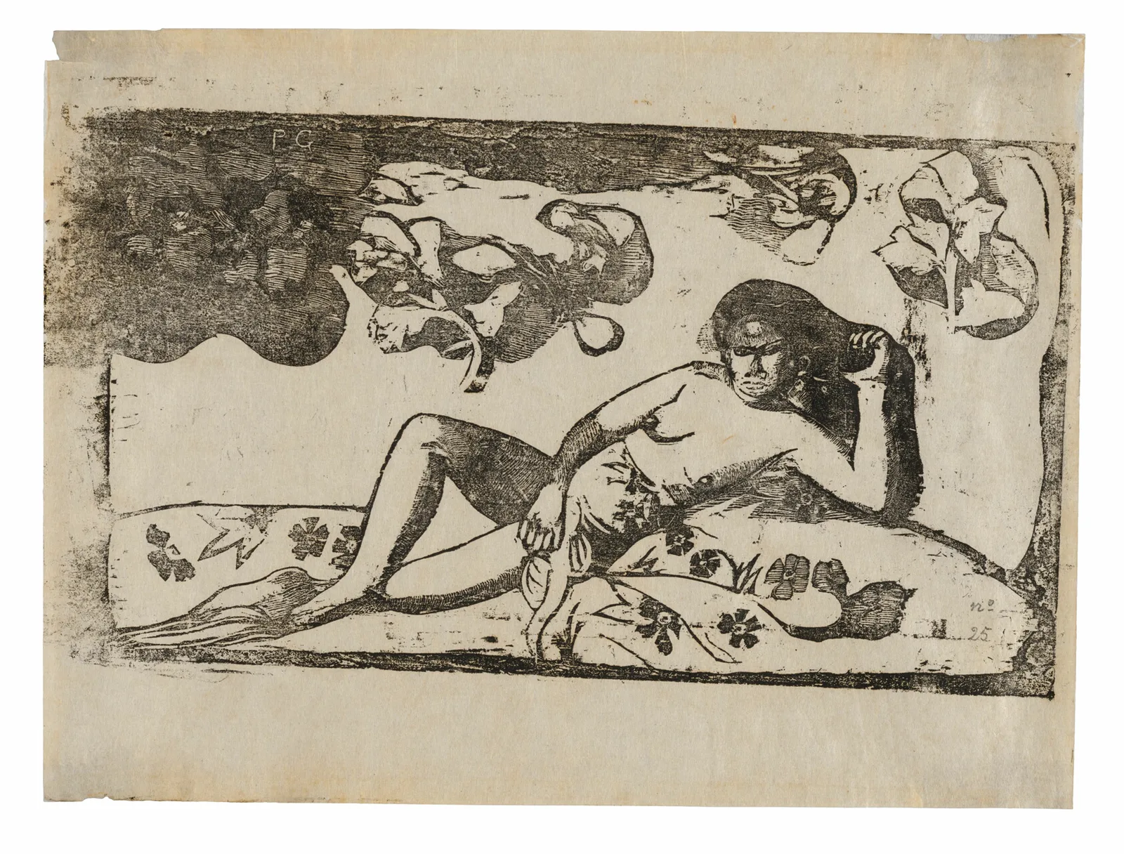 Te arii vahine—opoi (Woman with Mangos—Tired), from the Suite of Late Wood-Block Prints