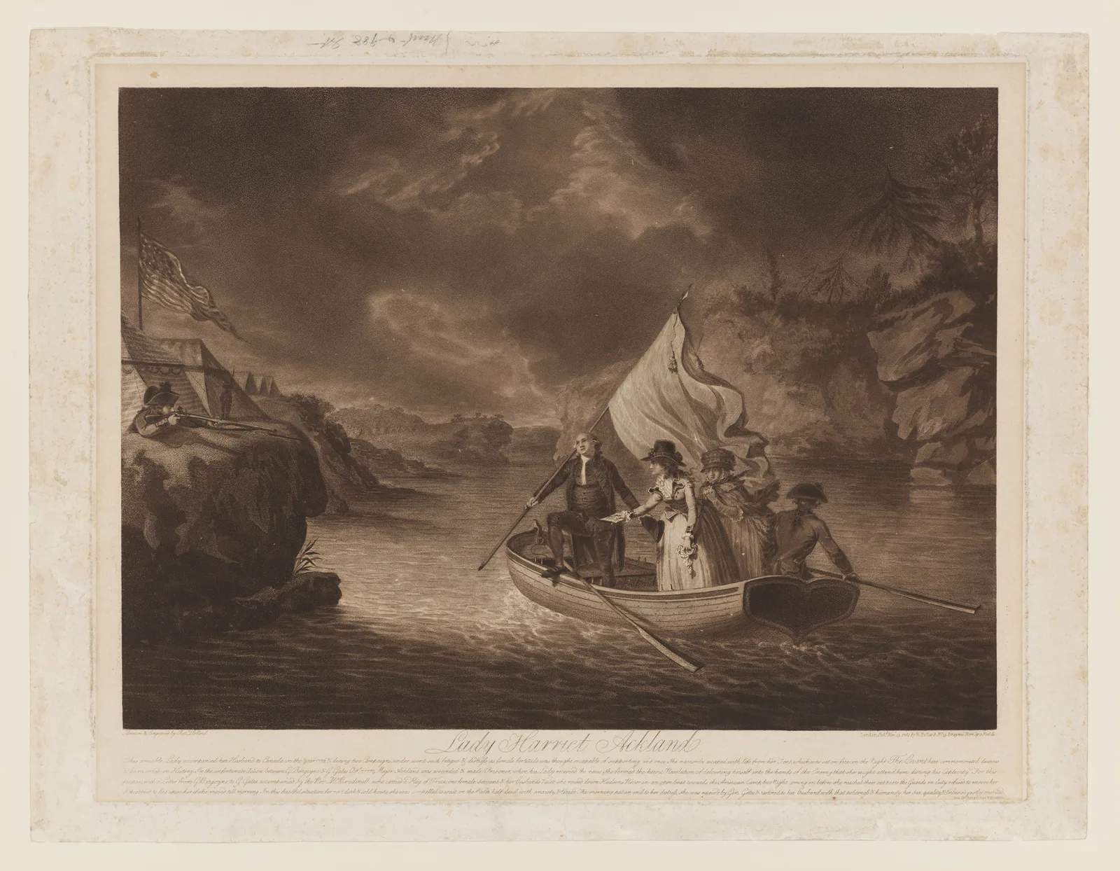 Lady Harriet Acland, Crossing the Hudson River to the American Lines, Presenting Her Safe Conduct