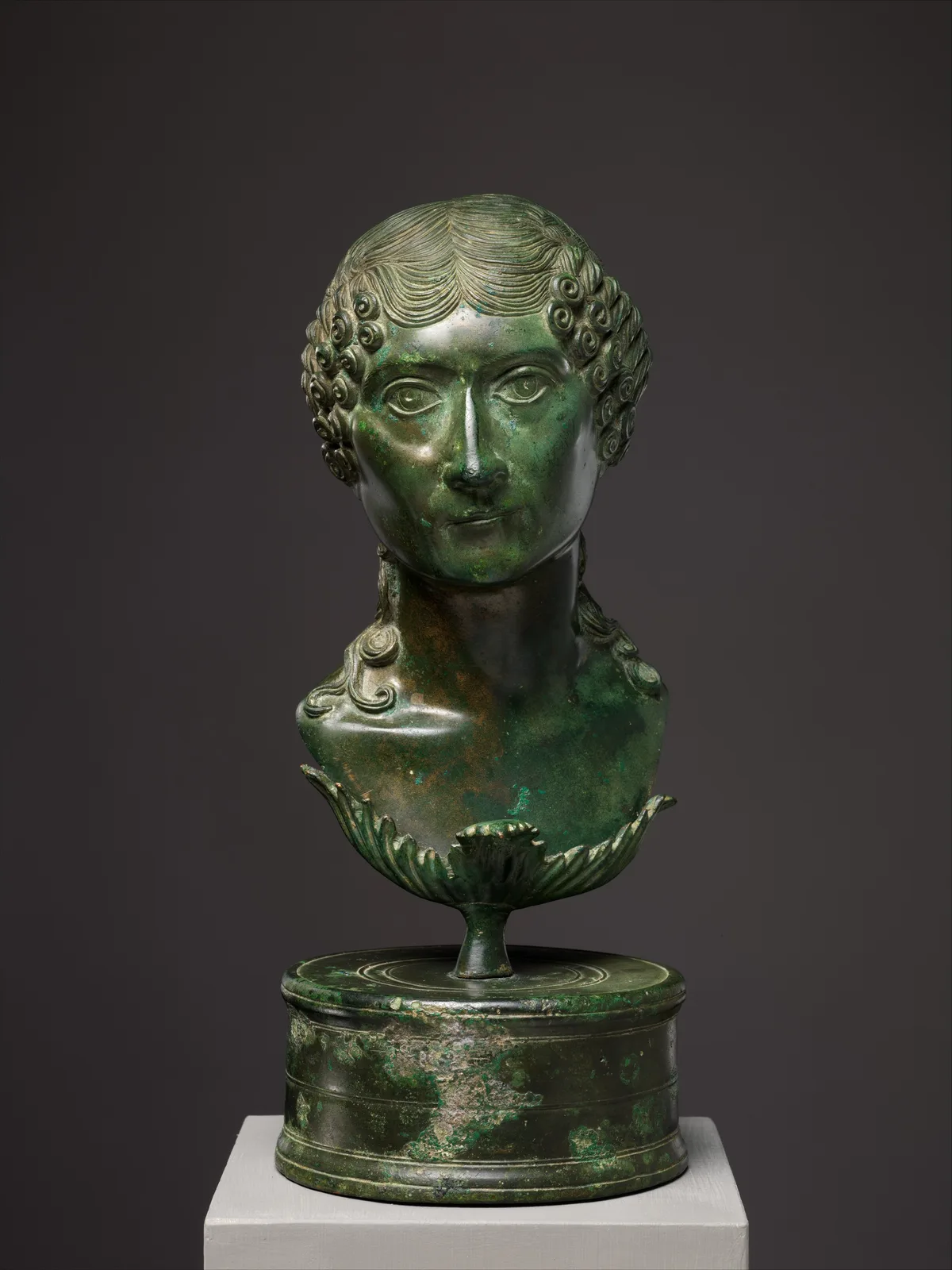 Bronze portrait bust of a Roman matron