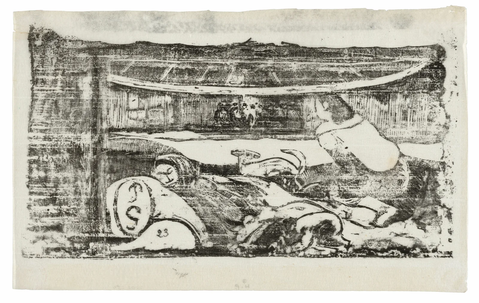 Interior of a Tahitian Hut, from the Suite of Late Wood-Block Prints