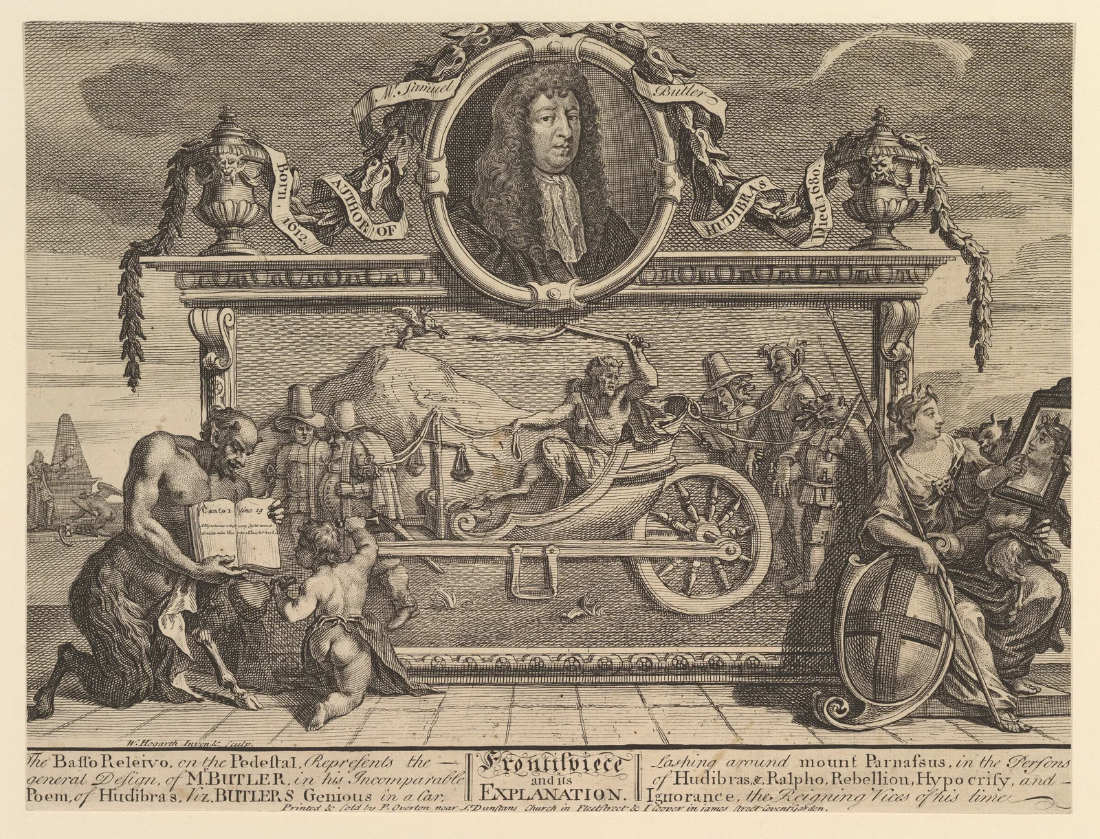 Frontispiece and Its Explanation: Twelve Large Illustrations for Samuel Butler's Hudibras, Plate 1