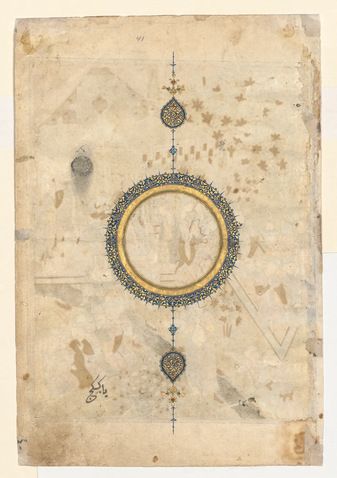 Shamsa (recto) from right folio from a double-page frontispiece of a Shahnama (Book of Kings) of Firdausi (940–1019 or 1025)