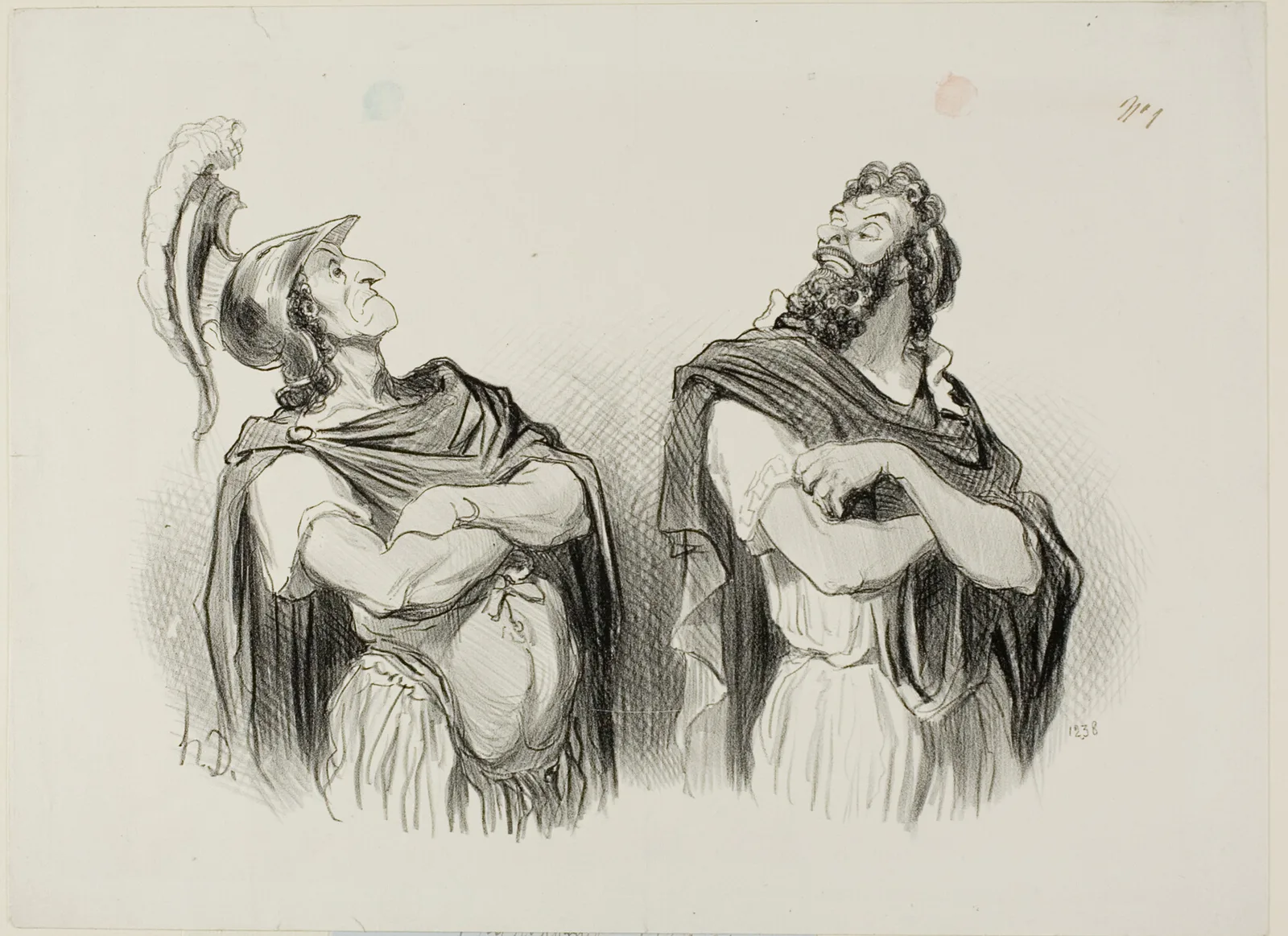 Achilles and Agamemnon. Achilles: “- And what do I care about your Troy!,” plate one from Physionomies Tragiques