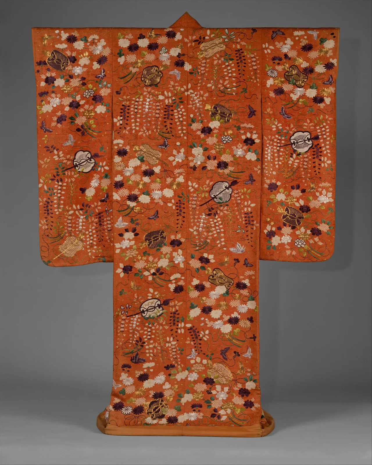 Over Robe (Uchikake) with Fans and Flowers